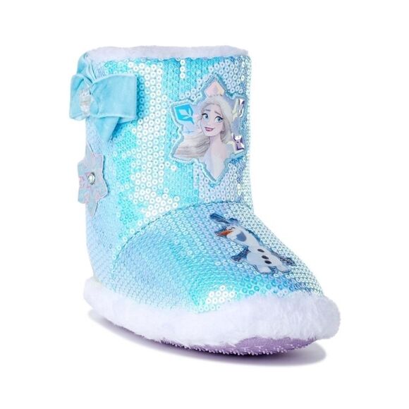 Baby Girls Disney's Frozen Slipper Bootie Faux Fur Shoe Size 5/6 - Picture 4 of 6